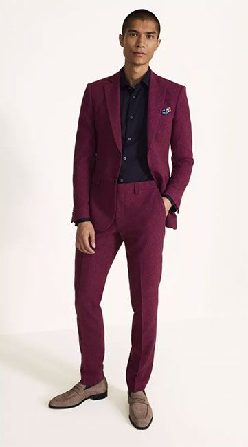 moss bros purple suit