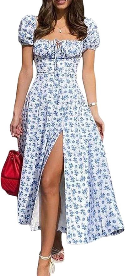 Amazon Boho Shirred Floral Dress