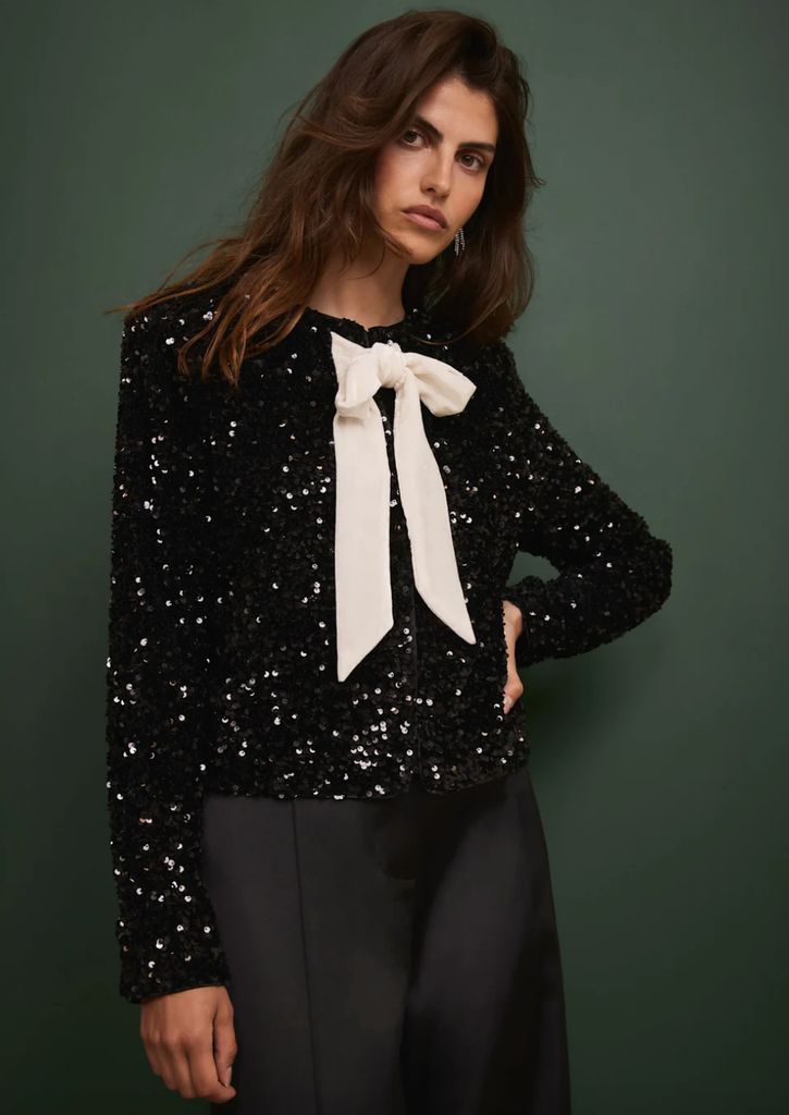 Mint Velvet sequin bow jacket
