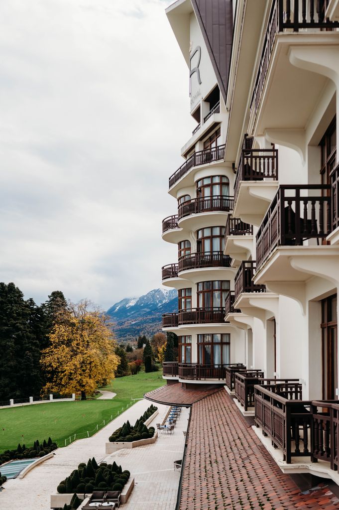 The outdoor of the five-star Hôtel Royal, part of the Evian Resort