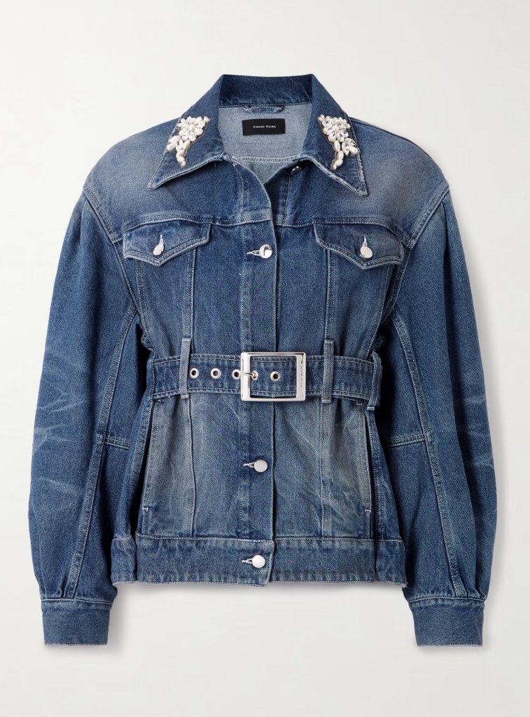 Belted Embellished Denim Jacket
