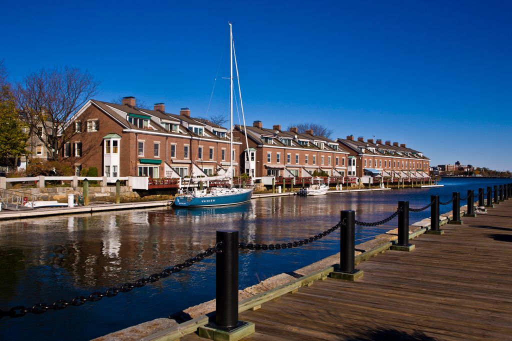 Homes along Sargent's Wharf on November 4, 2012 in Boston, Massachusetts. Despite a global recession that has lasted five years, international tourism remains strong in this historic Northeast city known for its ''Freedom Trail'' walking tour.