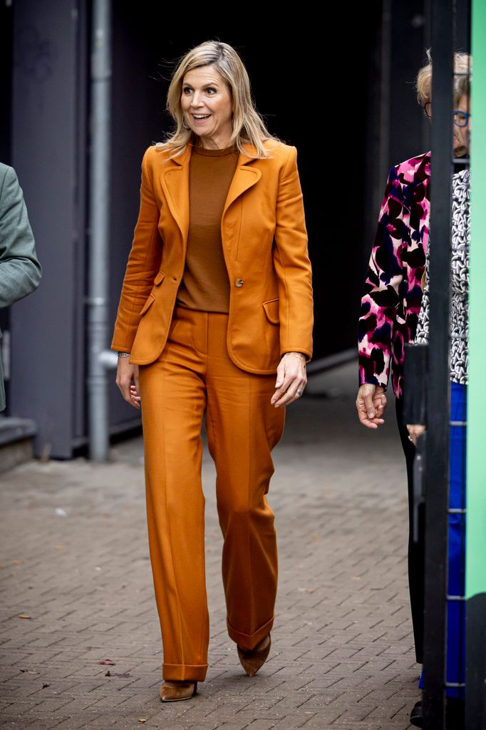 TILBURG, NETHERLANDS - FEBRUARY 3: Queen Maxima of The Netherlands visits the Leading Locals Network from Mind Us as honorary chair of the foundation on February 3, 2026 in Tilburg, Netherlands. Mind Us focus on mental health issues of young people. (Photo by Patrick van Katwijk/Getty Images)