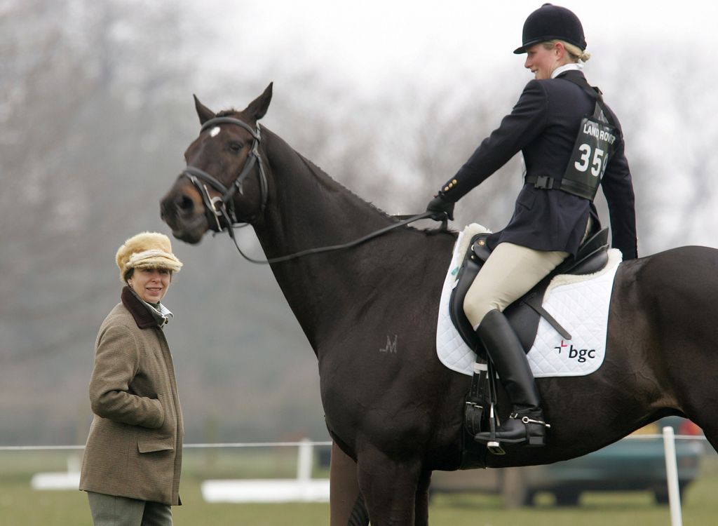 Zara Tindall and Princess Anne during the show jumping competition at the British Eventing Gatcombe Horse Trials in 2007