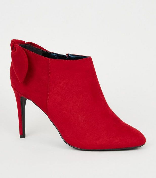 red heeled boots new look