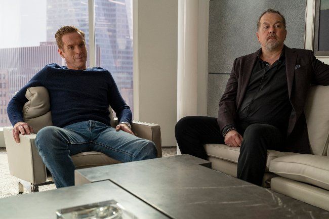 Damian Lewis as Bobby Axelrod and David Costabile as Mike Wagner