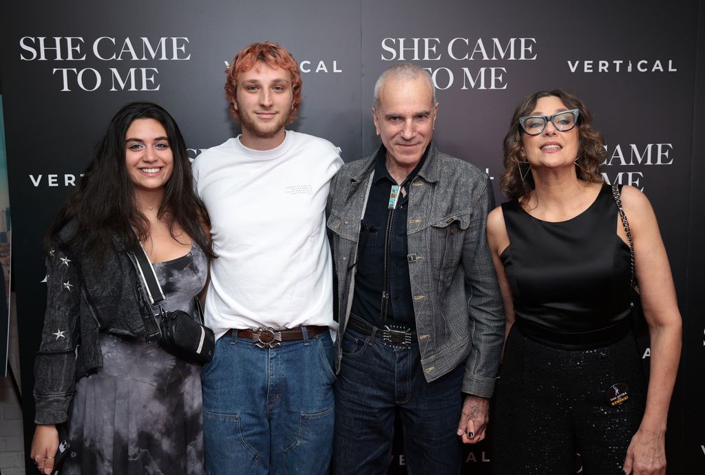 (L-R) Ronan Day Lewis, Daniel Day-Lewis and Rebecca Miller attend the "She Came To Me" New York Screening 