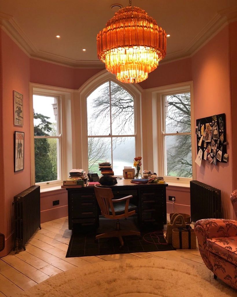 Dawn French's pink writing room inside her Cornwall home