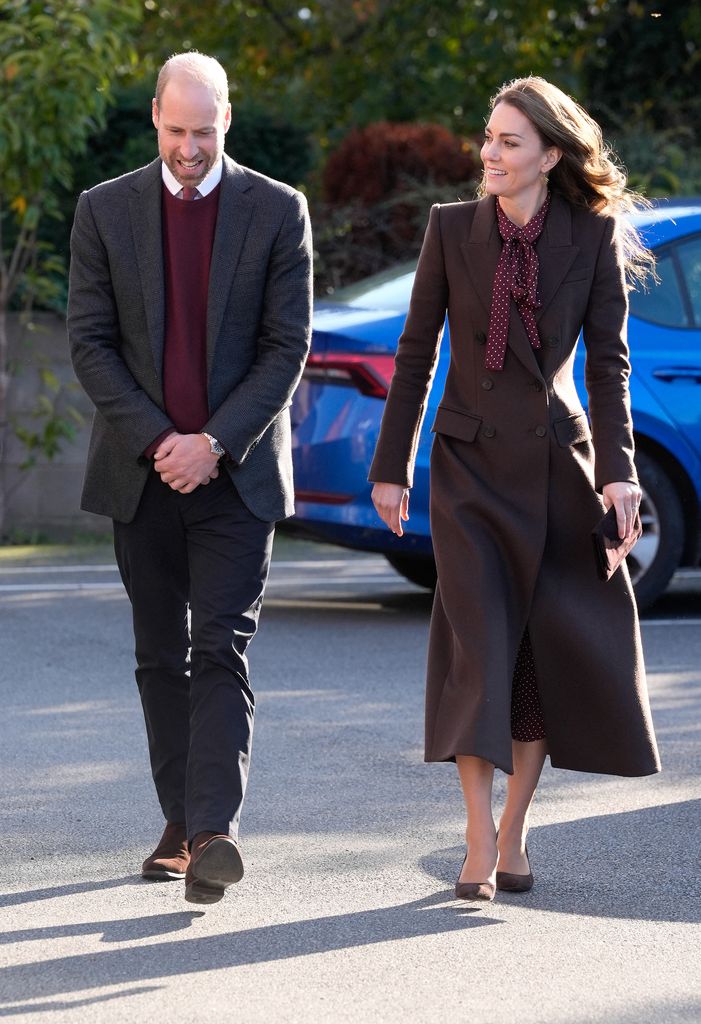 Kate Middleton wearing brown dress and polka dot dress