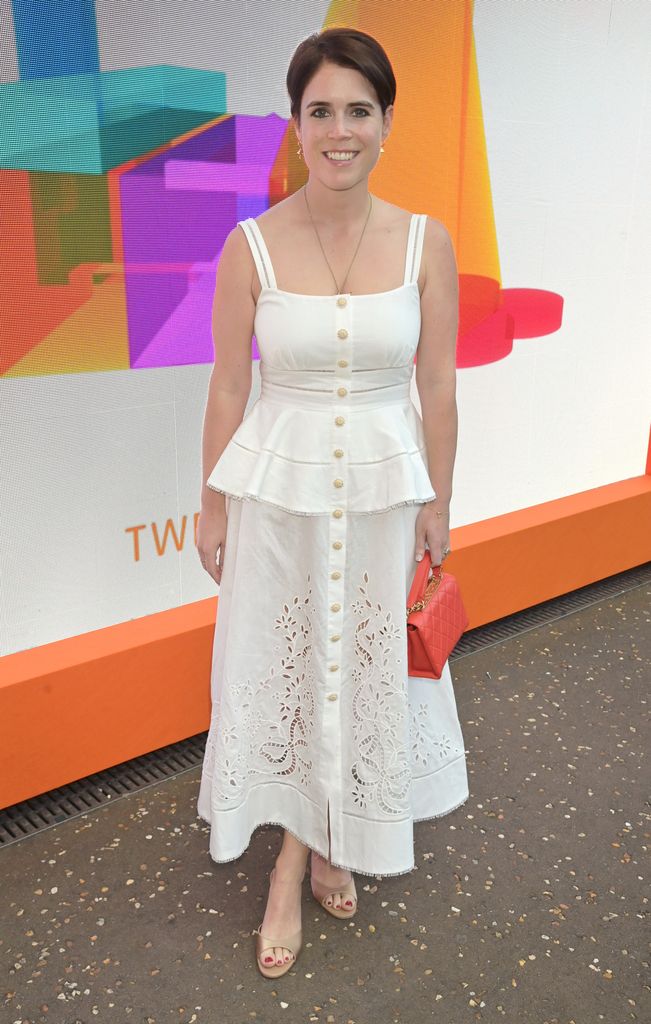 princess eugenie in white peplum dress 