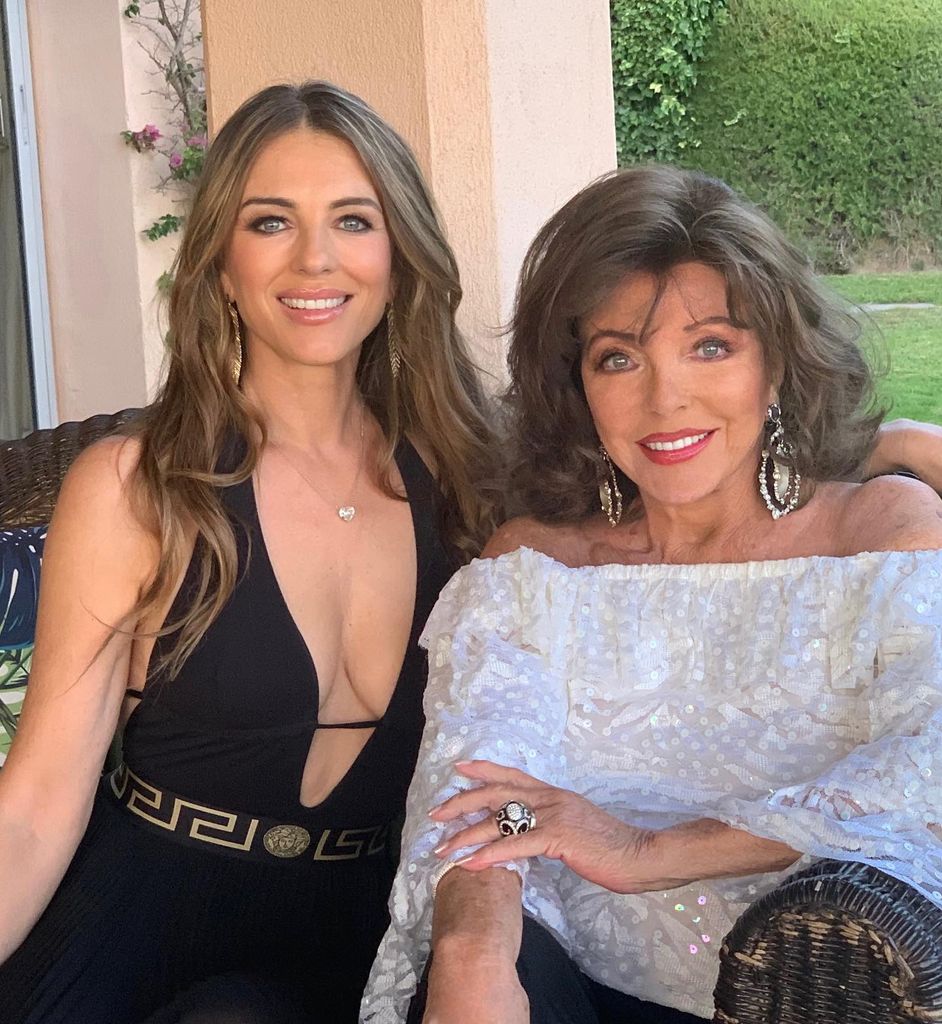 Elizabeth Hurley and Joan Collins relaxing on holiday 