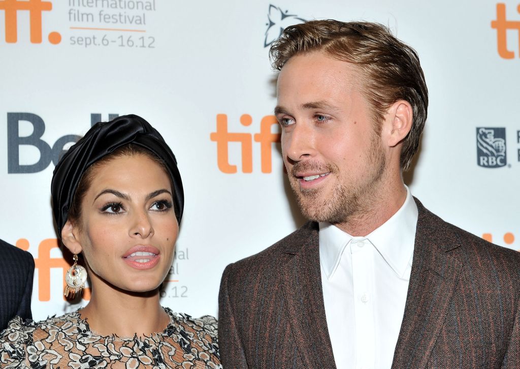 Ryan Gosling and Eva Mendes at a red carpet event