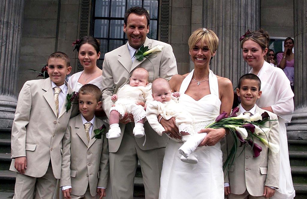 Paul Merson and bride Louise with kids