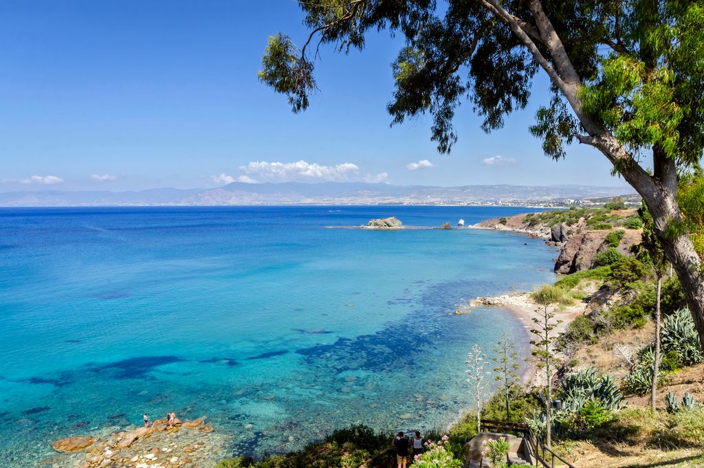 A view of The Baths of Aphrodite Beach near Latchi on the Akamas Peninsula