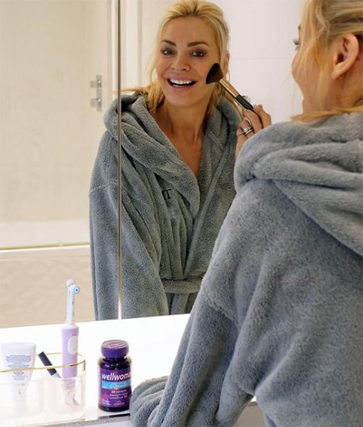 Tess Daly in a dressing gown