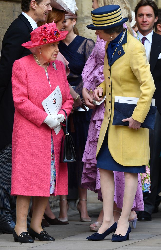 Queen Elizabeth II and Princess Anne attend the wedding of Lady Gabriella Windsor in 2019