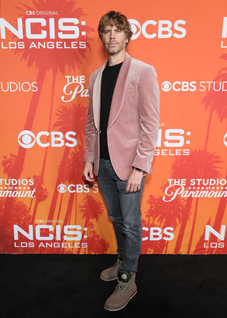 Eric Christian Olsen looks smart in pink velvet jacket