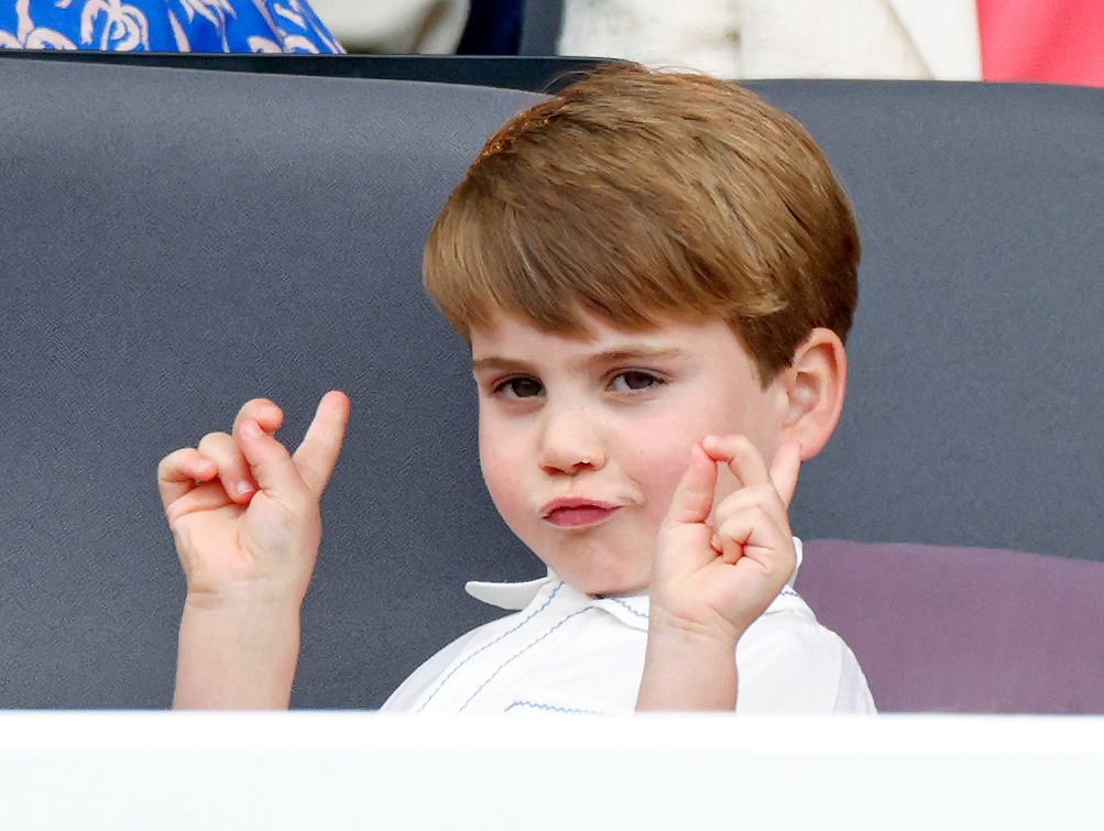 Prince Louis pulling playful face