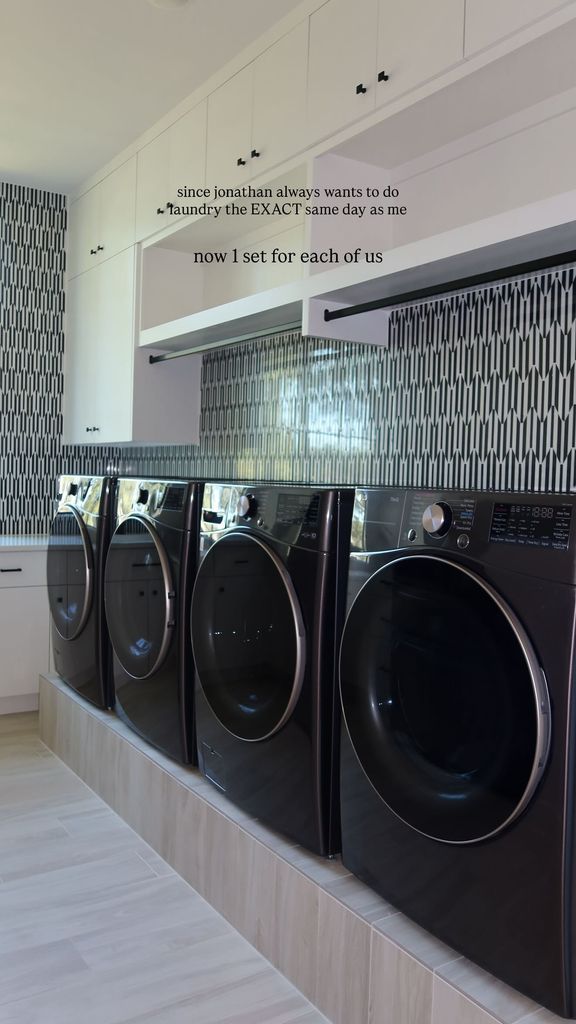 photo of washers and dryers in simone biles laundry room