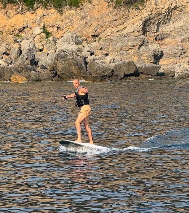 Romeo Beckham jet-skiing