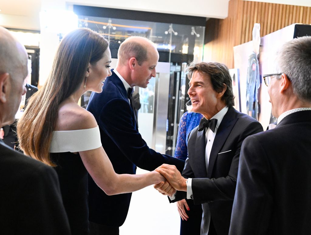 Tom Cruise greeting Kate Middleton and Prince William