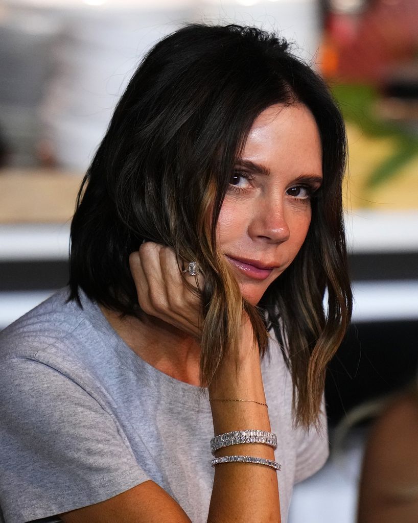 Victoria Beckham looks on prior to the match between Inter Miami and Atlanta United during round one of the 2024 MLS Playoffs at Chase Stadium on October 25, 2024 in Fort Lauderdale, Florida. 