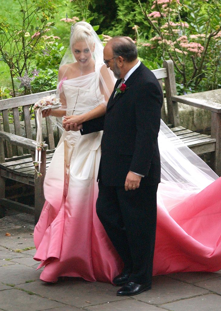 Gwen Stefani with her dad on wedding day