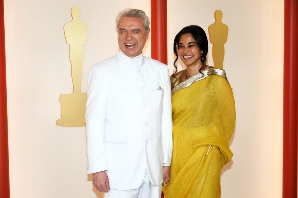 David Byrne and Mala Gaonkar attend the 95th Annual Academy Awards on March 12, 2023 in Hollywood, California