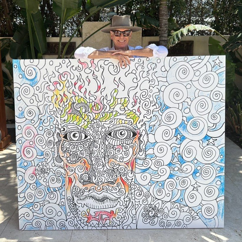 Pierce Brosnan with his latest painting