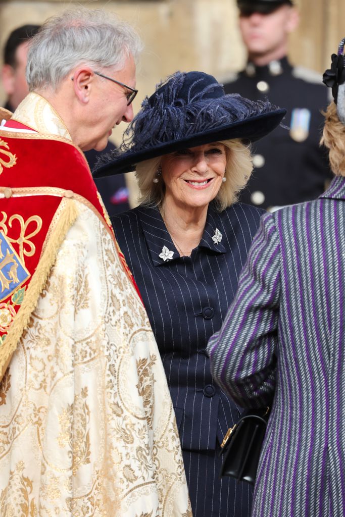 Queen Camilla attends the Thanksgiving Service for King Constantine of the Hellenes at St George's Chapel
