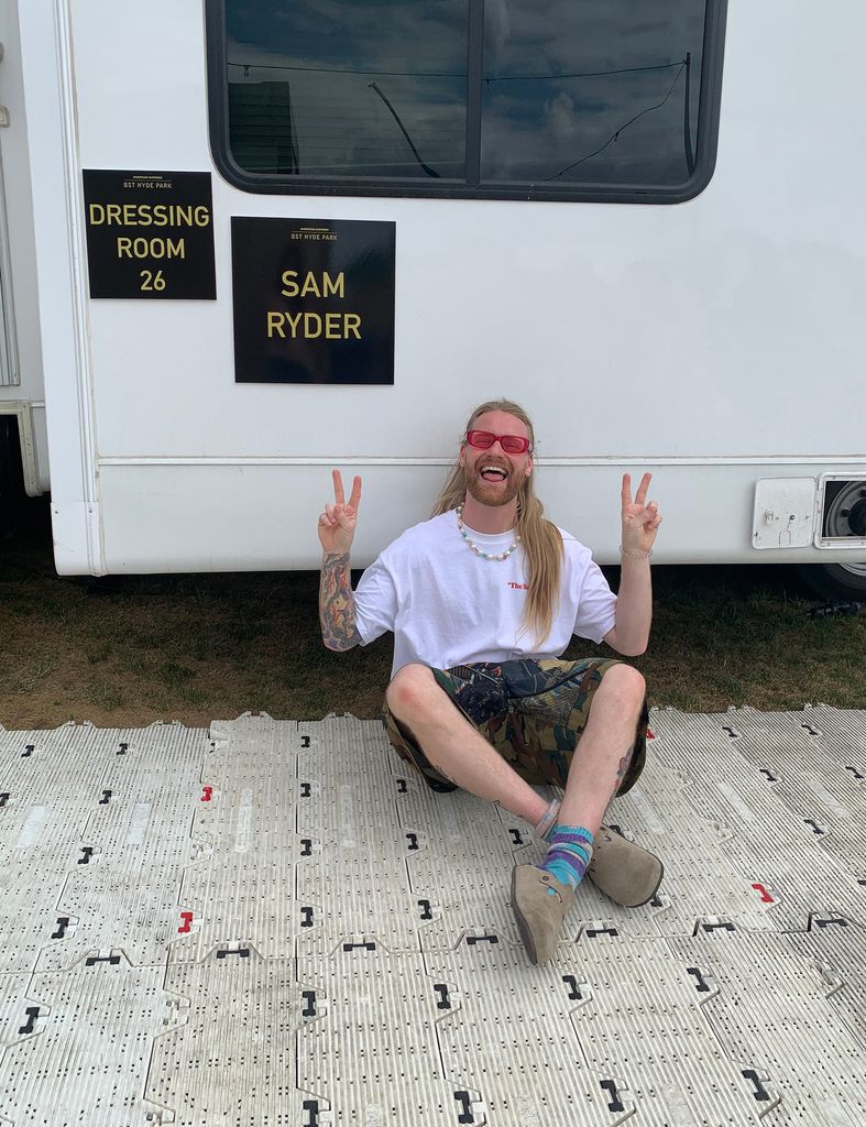 Sam Ryder by his dressing room at BST