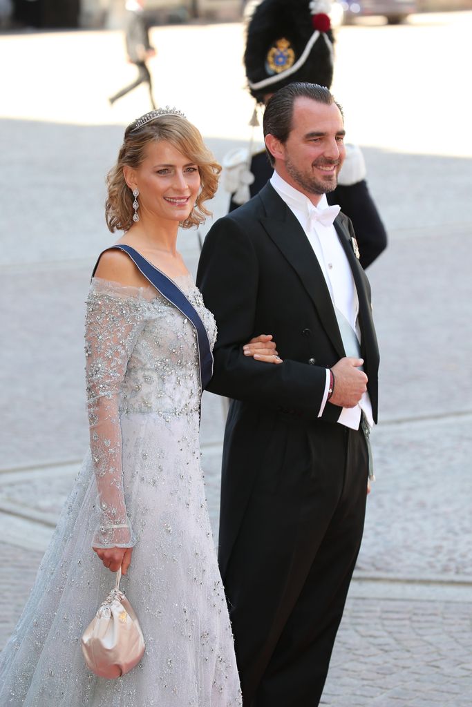 Prince Nikolaos of Greece (Nikolaus von Griechenland) and Princess Tatiana of Greece attend the royal wedding of Prince Carl Philip of Sweden and Sofia Hellqvist in 2015 