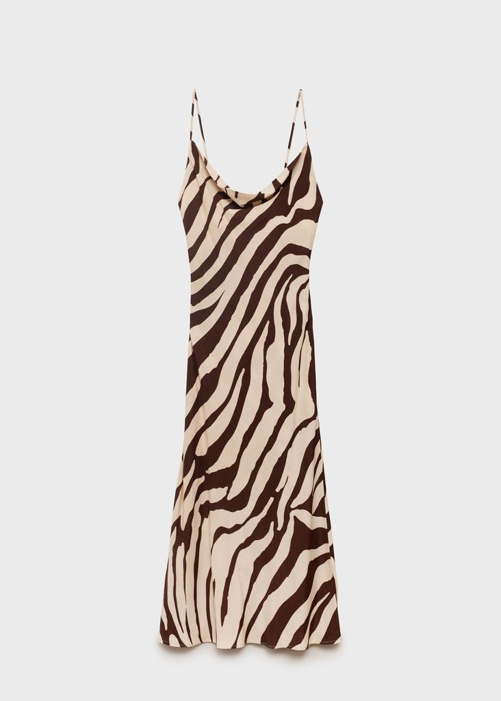 Animal-print dress with draped neckline