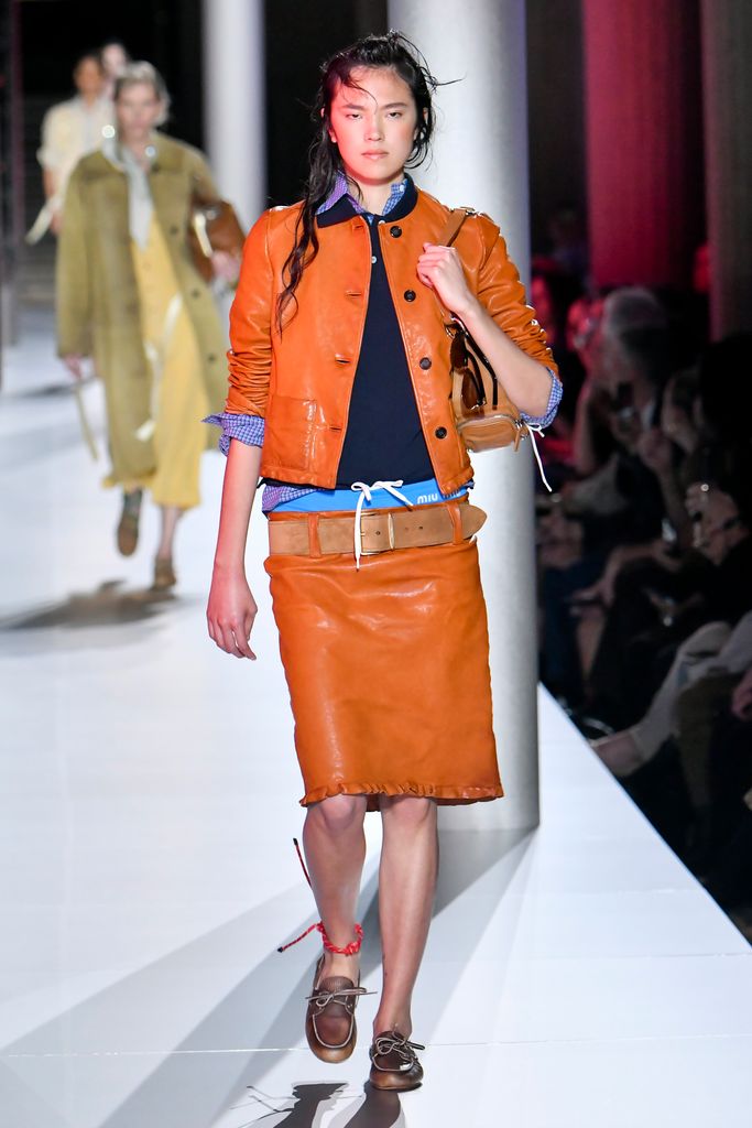 A model walks the runway during the Miu Miu Ready to Wear Spring/Summer 2024 fashion show 