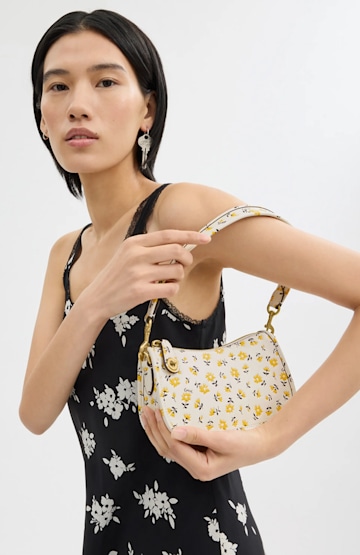 Coach Floral Leather Shoulder Bag