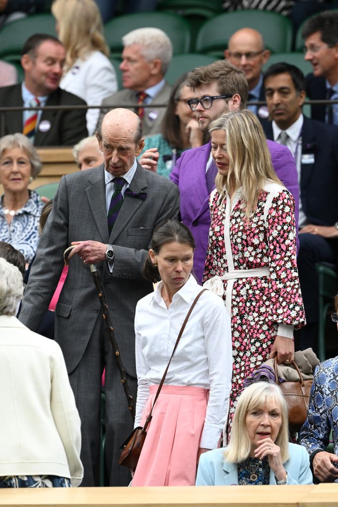 Lady Sarah Chatto in a crowd with the Duke of Kent and Lady Helen Taylor behind her