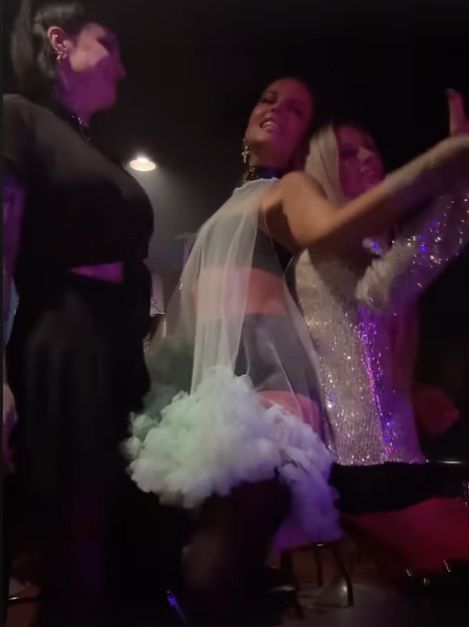 Kate Beckinsale dancing in a sheer dress