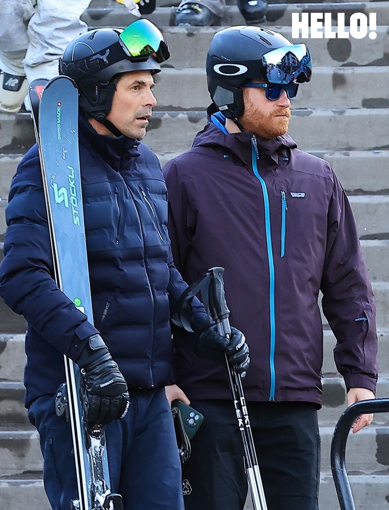 Prince Harry and Nacho Figueras skiing