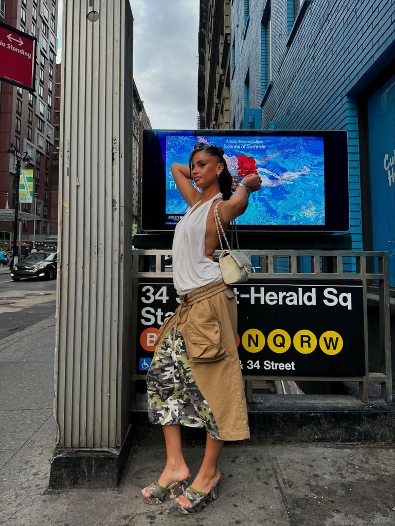 Maya Shabann in camo print