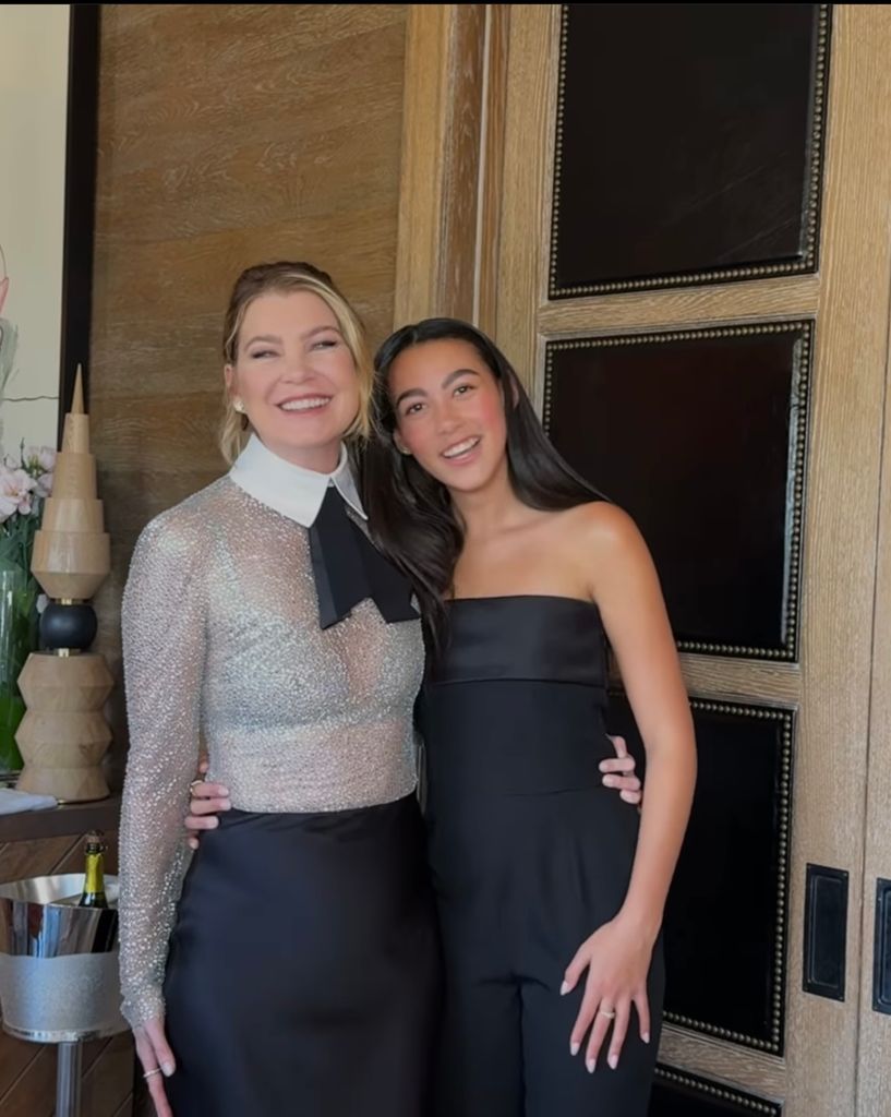 Ellen Pompeo poses with her 14-year-old daughter Stella ahead of the Emmys