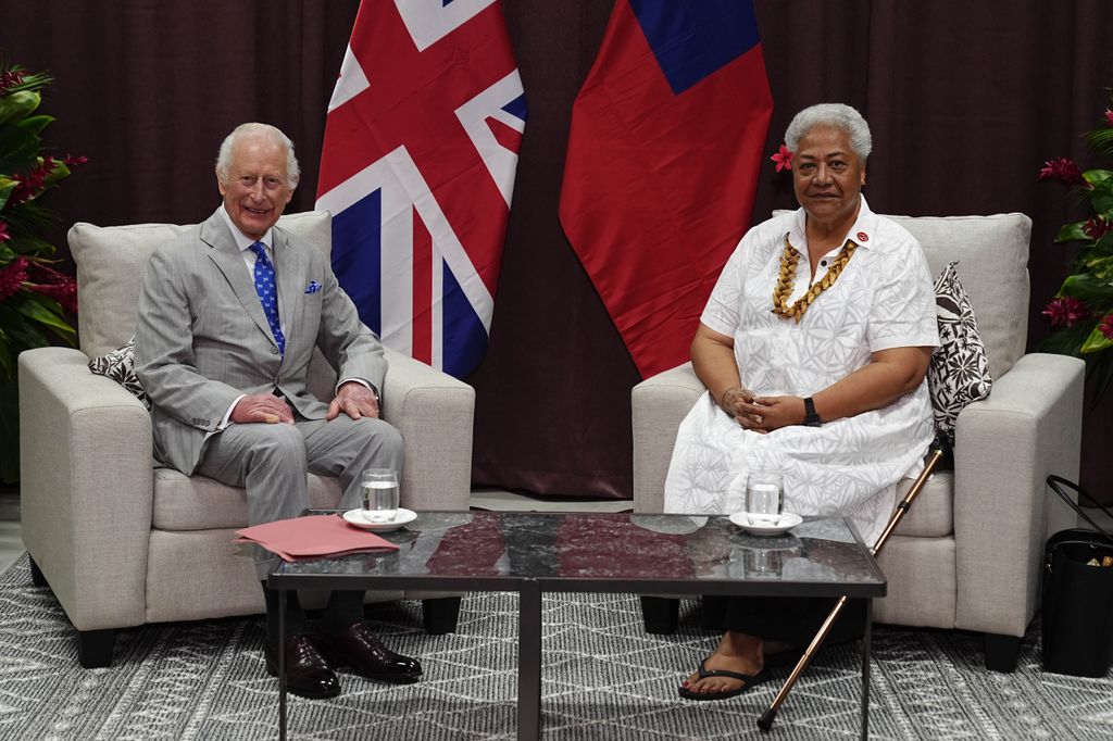 Charles during an audience with Samoa's Prime Minister Fiame Naomi Mata'afa