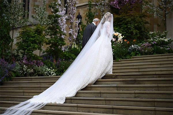 lady garbriella windsor wedding dress tiara train