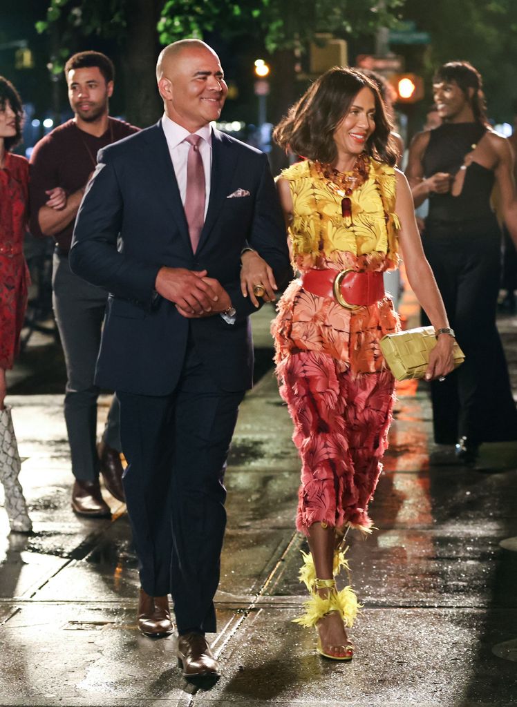  Christopher Jackson and Nicole Ari Parker are seen on film set of the 'And Just Like That' TV Series on June 05, 2024 in New York City.  