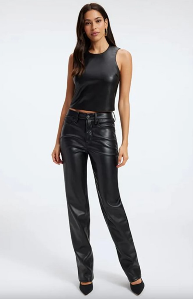 Holland Cooper Leather Look Trousers  Black  OLIAMI