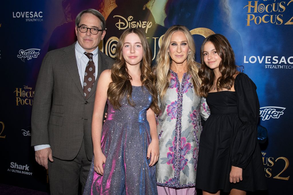 Matthew Broderick, Tabitha Hodge Broderick, Sarah Jessica Parker and Loretta Elwell Broderick at the premiere of "Hocus Pocus 2" held at AMC Lincoln Square on September 27, 2022 
