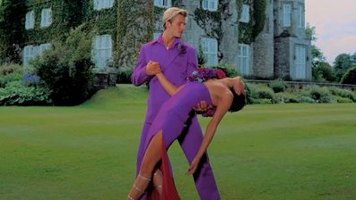 David Beckham dipping Victoria Beckham in a dance pose at Luttrellstown Castle