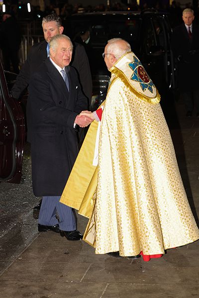 King Charles greets Dean of Westminster