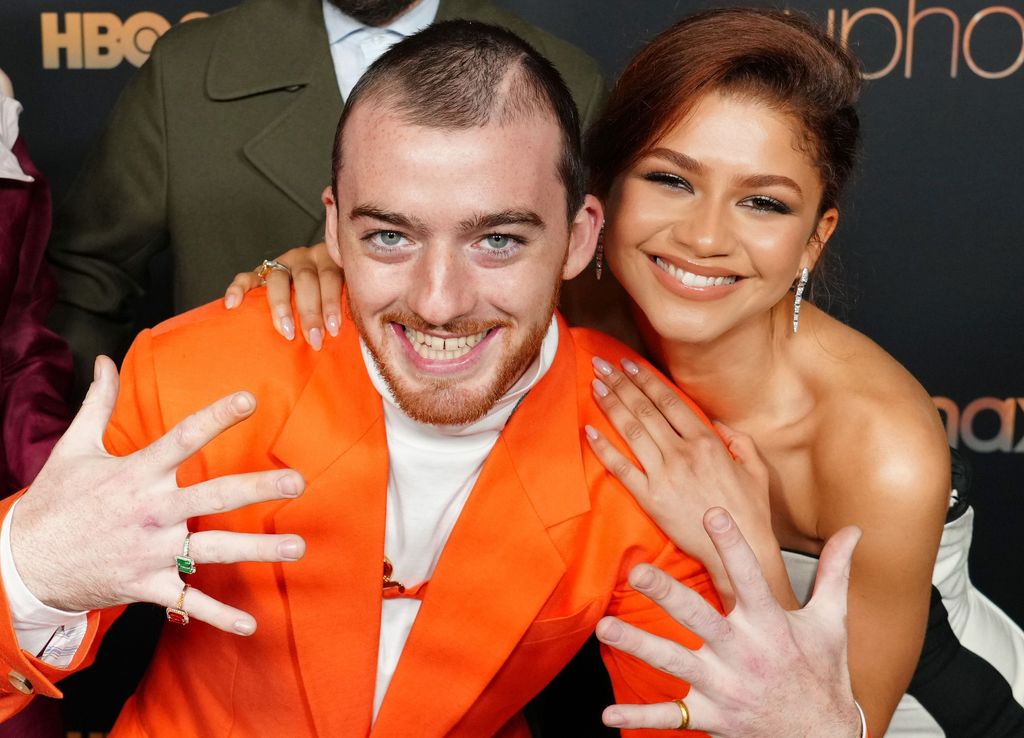 Angus Cloud, and Zendaya attends HBO's "Euphoria" Season 2 Photo Call at Goya Studios on January 05, 2022 in Los Angeles, California