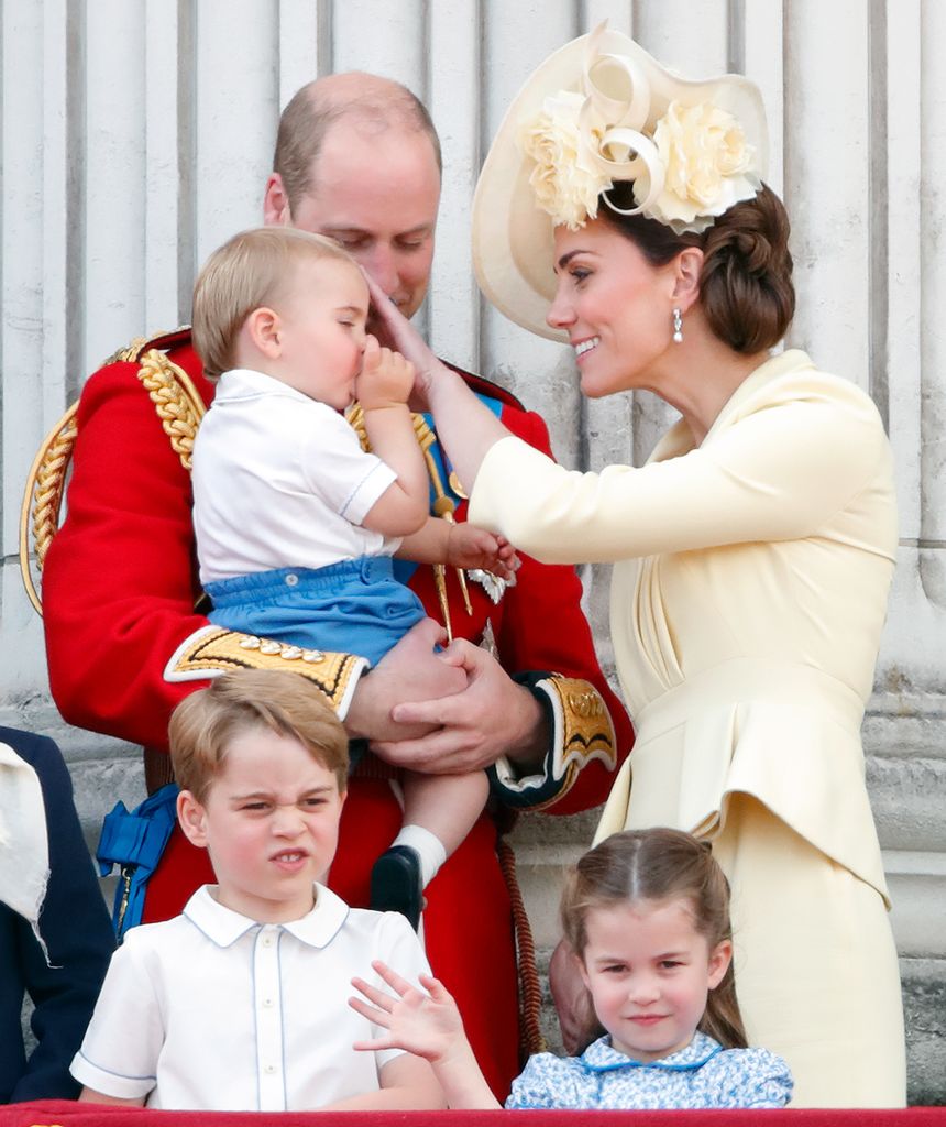 Kate Middleton stroking baby Louis' hair at Trooping the Colour