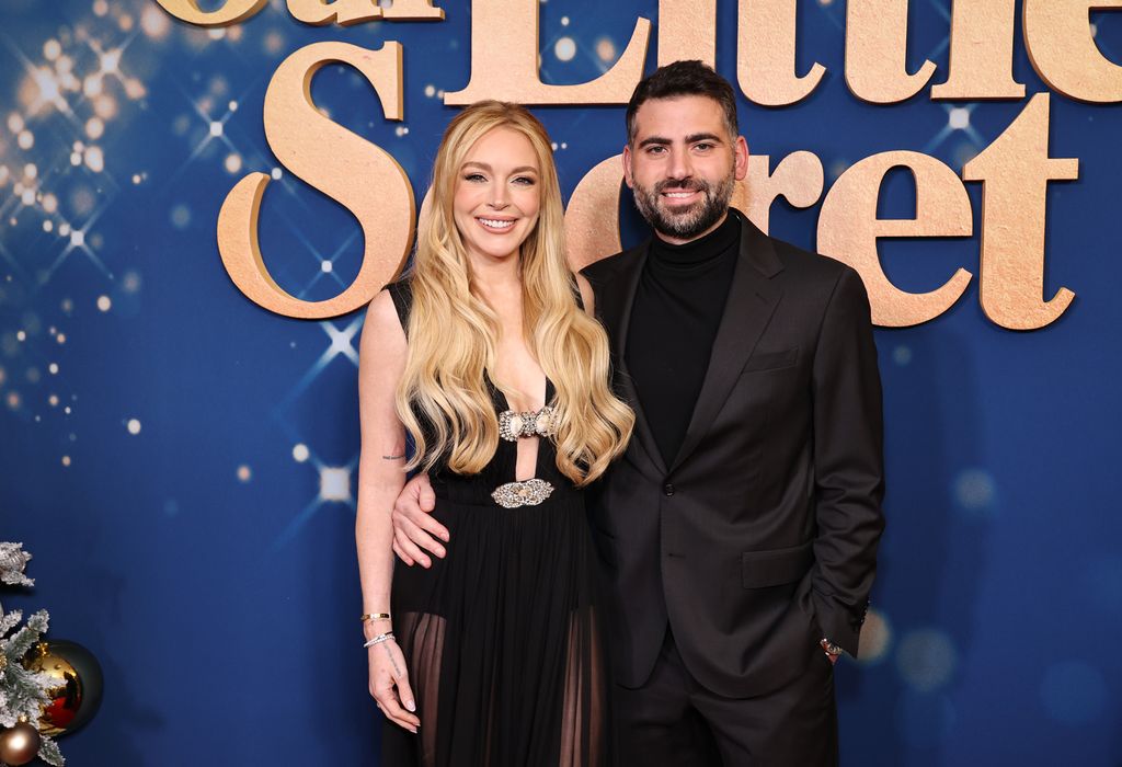 lindsay lohan on red carpet with husband bader shammas